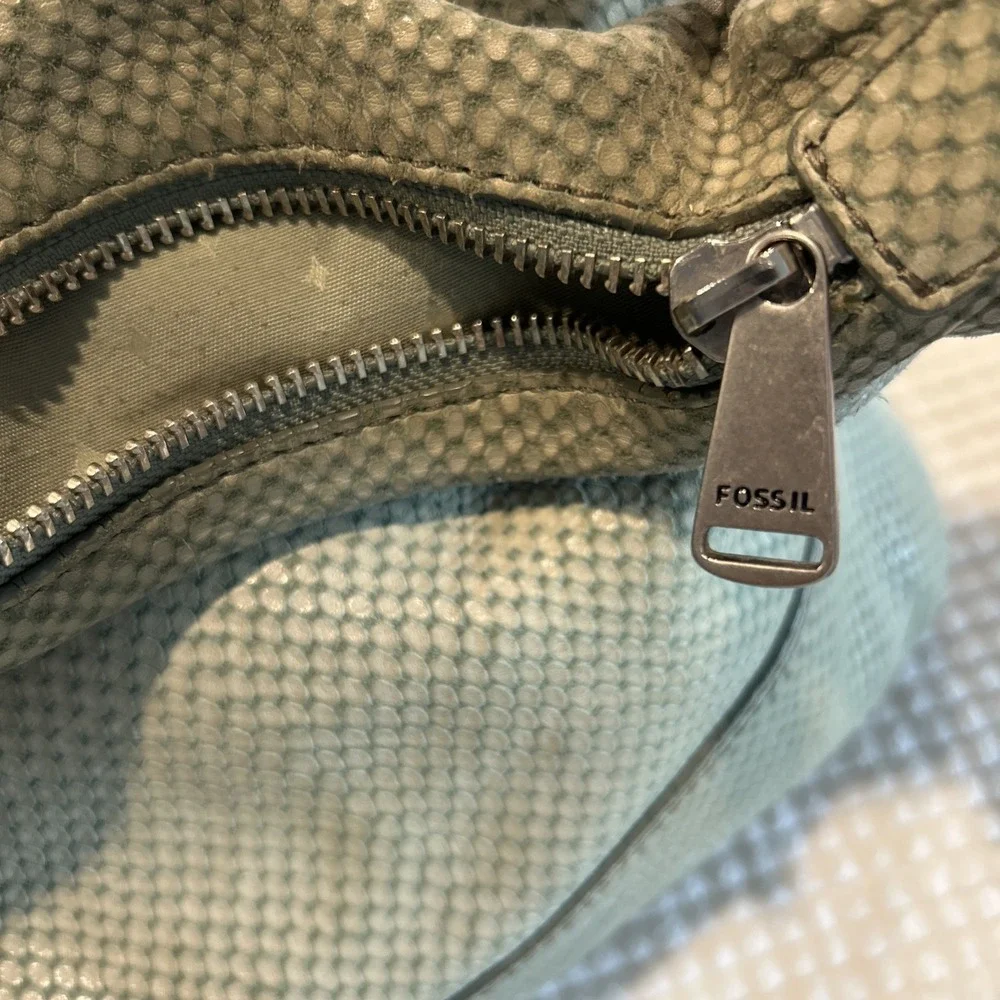 FOSSIL  Marlow Green Leather Snake‎ Embossed Hobo Shoulder Purse